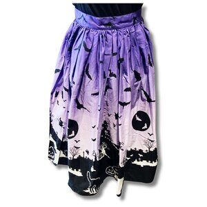 HELL BUNNY NWT Ombre purple black Haunt Graveyard circle skirt 1950s style SMALL